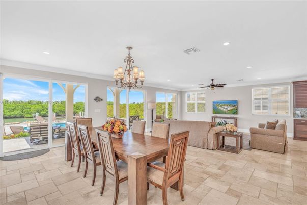 Chandelier, Dining room, Interior, Living room, Recessed Lighting