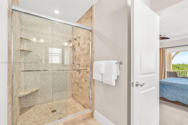 Bathroom, Glass Shower, Interior, Recessed Lighting