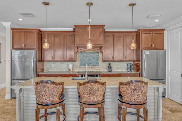 Interior, Kitchen, Pendant Lights, Recessed Lighting, Stainless Steel Appliances