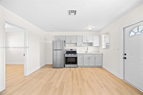 Interior, Kitchen, Stainless Steel Appliances, Wood Texture Flooring