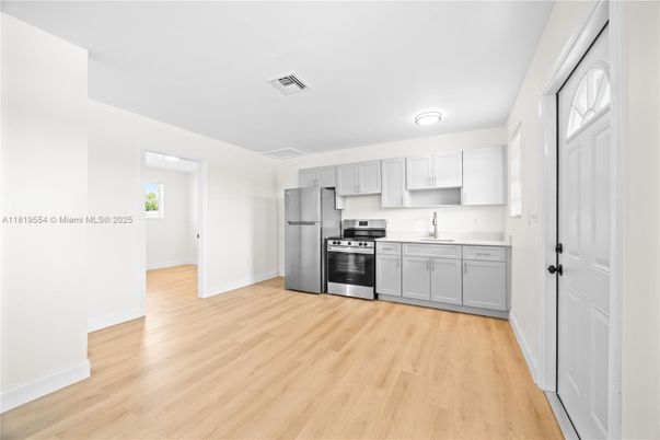 Interior, Kitchen, Stainless Steel Appliances, Wood Texture Flooring