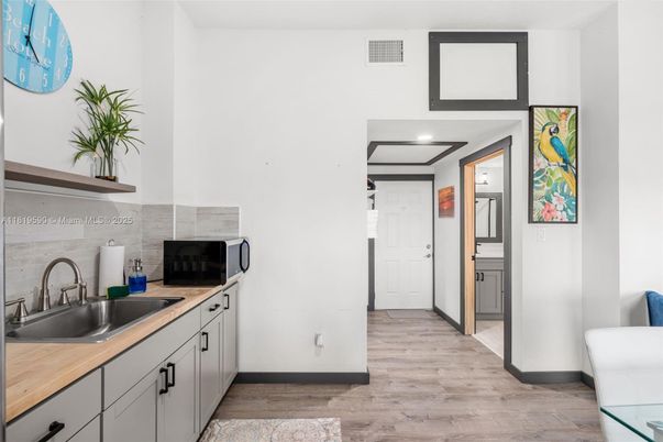 Interior, Kitchen, Recessed Lighting, Wood Texture Flooring