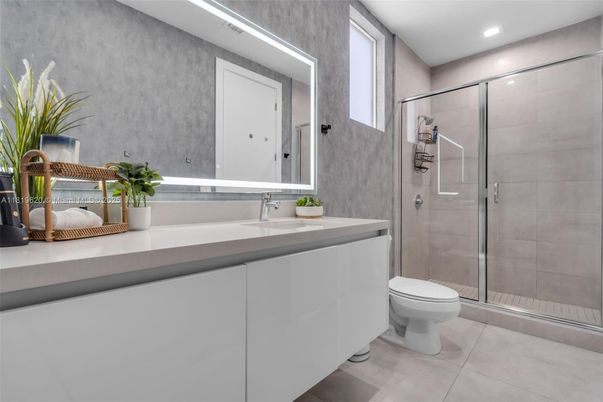 Bathroom, Glass Shower, Interior, Recessed Lighting