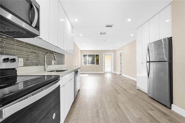 Interior, Kitchen, Recessed Lighting, Wood Texture Flooring