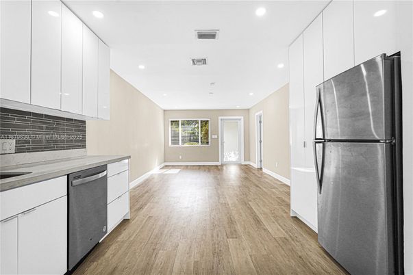 Interior, Kitchen, Recessed Lighting, Wood Texture Flooring