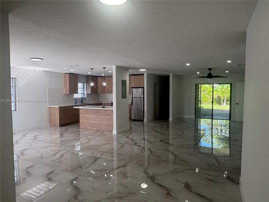 Interior, Kitchen, Marble, Pendant Lights, Recessed Lighting, Stainless Steel Appliances