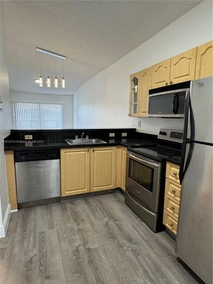 Interior, Kitchen, Pendant Lights, Stainless Steel Appliances, Wood Texture Flooring
