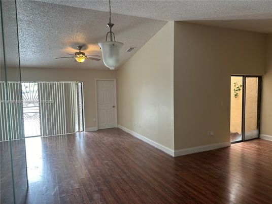 Empty room, Interior, Pendant Lights, Wood Texture Flooring