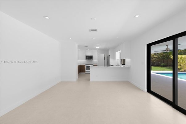 Empty room, Interior, Kitchen, Recessed Lighting