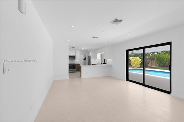 Empty room, Interior, Kitchen, Pendant Lights, Recessed Lighting