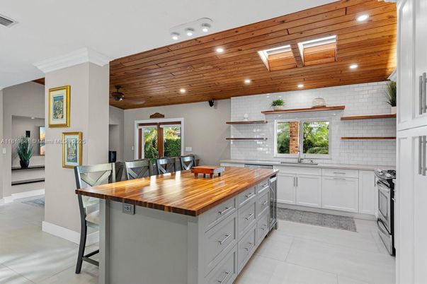 Interior, Kitchen, Recessed Lighting, Wooden Ceilings