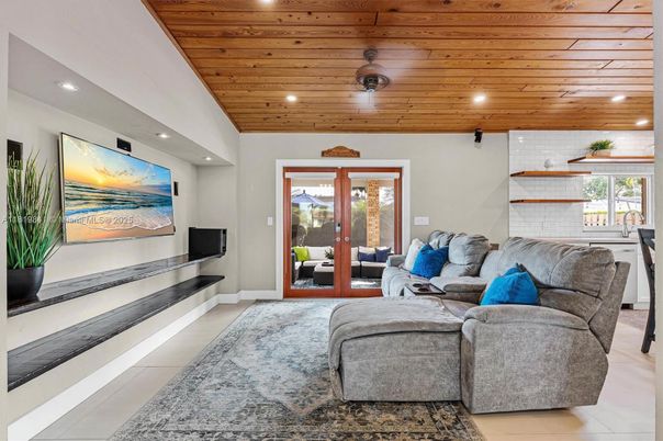 Interior, Living room, Recessed Lighting, Wooden Ceilings