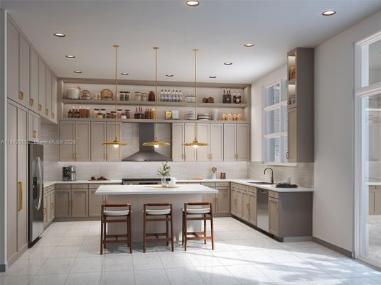 Interior, Kitchen, Pendant Lights, Recessed Lighting, Stainless Steel Appliances