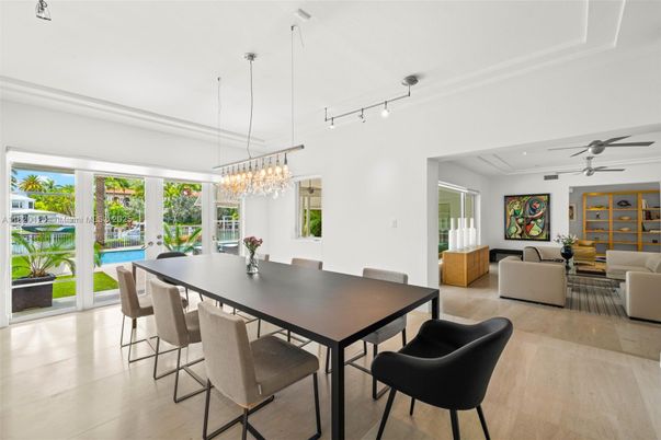 Dining room, Interior, Living room, Pendant Lights, Wood Texture Flooring