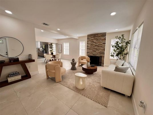 Dining room, Fireplace, Interior, Living room, Recessed Lighting