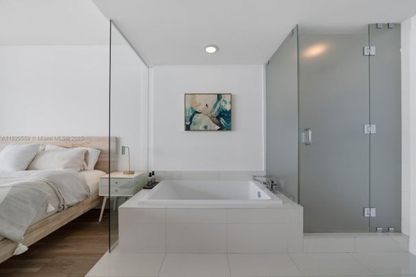 Bathroom, Bedroom, Interior, Recessed Lighting, Wood Texture Flooring