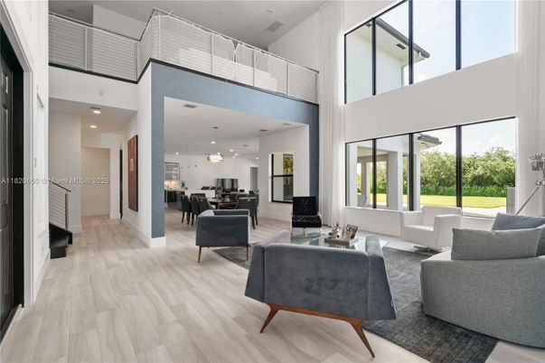 Dining room, Interior, Living room, Pendant Lights, Recessed Lighting, Wood Texture Flooring