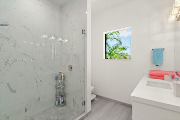 Bathroom, Glass Shower, Interior, Marble Walls