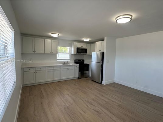Interior, Kitchen, Stainless Steel Appliances, Wood Texture Flooring