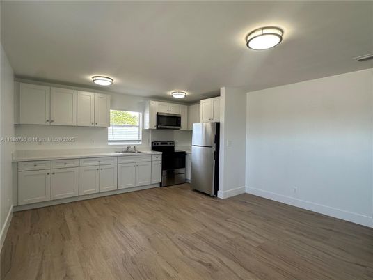 Interior, Kitchen, Stainless Steel Appliances, Wood Texture Flooring