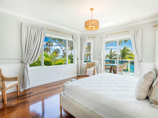 Bedroom, Interior, Pendant Lights, Wood Texture Flooring