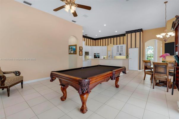Billiard Table, Chandelier, Dining room, Game Room, Interior, Kitchen, Recessed Lighting