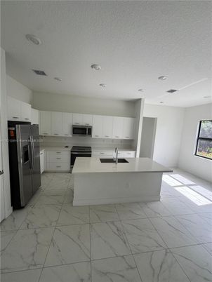 Interior, Kitchen, Marble, Recessed Lighting, Stainless Steel Appliances