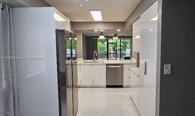 Interior, Kitchen, Marble, Pendant Lights, Stainless Steel Appliances