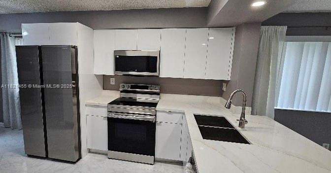 Interior, Kitchen, Marble, Recessed Lighting, Stainless Steel Appliances
