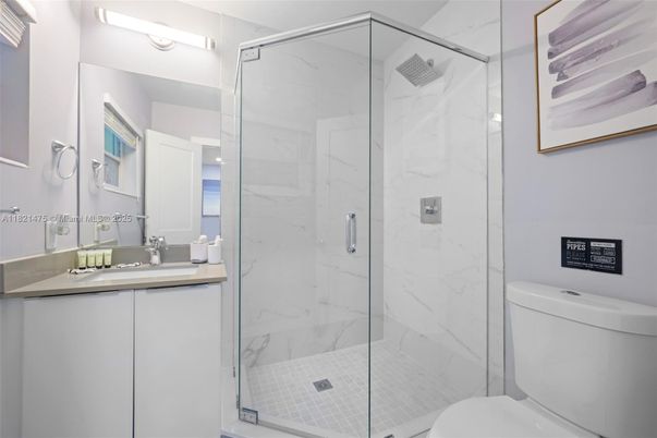 Bathroom, Glass Shower, Interior, Marble Walls