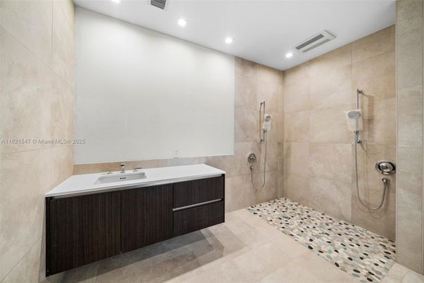 Bathroom, Glass Shower, Interior, Recessed Lighting