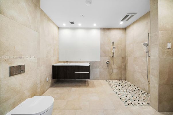 Bathroom, Glass Shower, Interior, Recessed Lighting