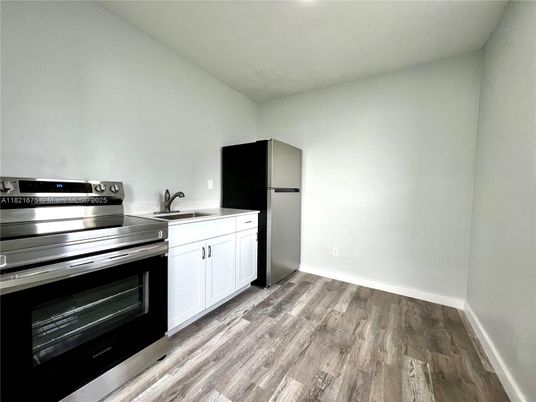 Interior, Kitchen, Stainless Steel Appliances, Wood Texture Flooring