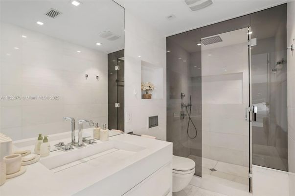Bathroom, Glass Shower, Interior, Recessed Lighting