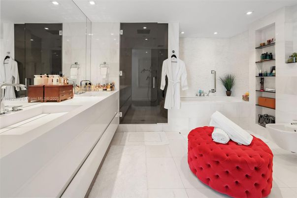 Bathroom, Glass Shower, Interior, Recessed Lighting
