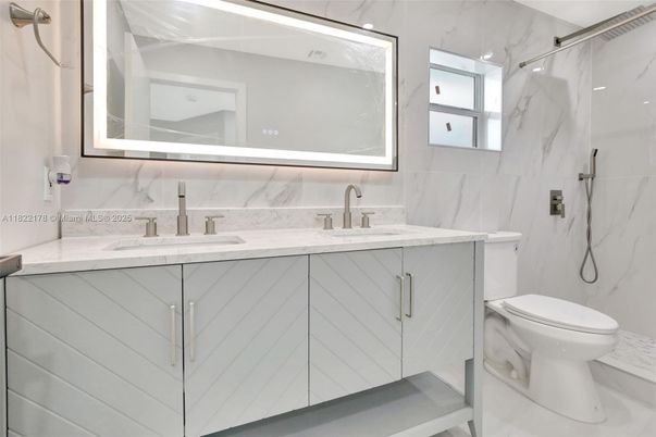 Bathroom, Glass Shower, Interior, Marble Walls