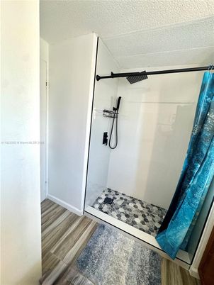 Bathroom, Glass Shower, Interior, Wood Texture Flooring