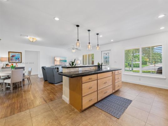 Dining room, Interior, Kitchen, Living room, Pendant Lights, Recessed Lighting, Wood Texture Flooring