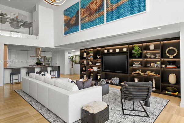 Interior, Kitchen, Living room, Recessed Lighting, Wood Texture Flooring