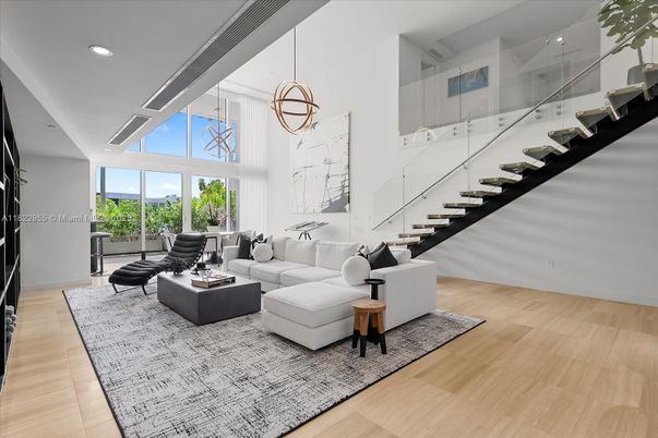 Interior, Living room, Pendant Lights, Recessed Lighting, Wood Texture Flooring