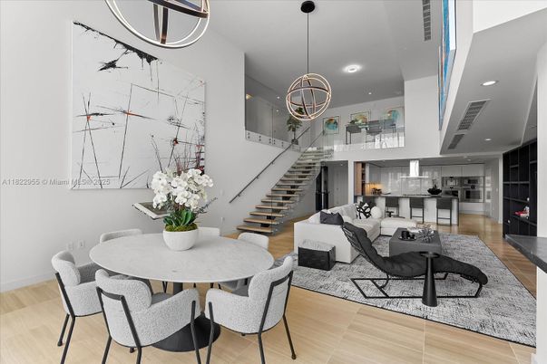 Dining room, Interior, Kitchen, Living room, Pendant Lights, Recessed Lighting, Wood Texture Flooring