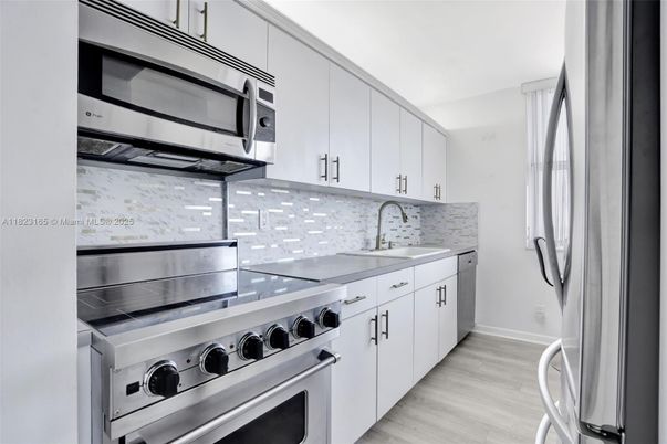 Interior, Kitchen, Stainless Steel Appliances, Wood Texture Flooring