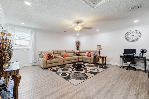 Home Office, Interior, Living room, Recessed Lighting, Wood Texture Flooring