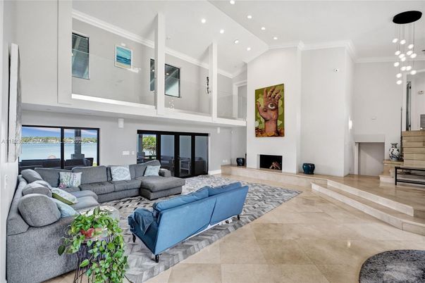 Fireplace, Interior, Living room, Pendant Lights, Recessed Lighting, Water