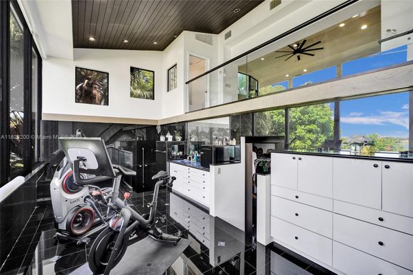 Fitness Equipment, Interior, Recessed Lighting, Wooden Ceilings