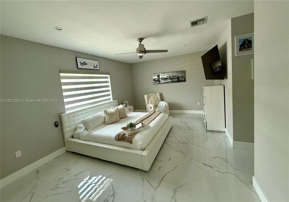 Bedroom, Interior, Marble, Recessed Lighting