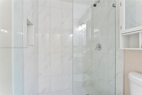 Bathroom, Glass Shower, Interior, Marble Walls