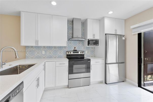 Interior, Kitchen, Marble, Recessed Lighting, Stainless Steel Appliances