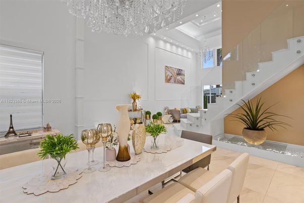 Chandelier, Dining room, Interior, Recessed Lighting, Water