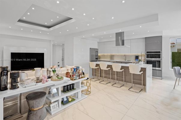 Interior, Kitchen, Marble, Recessed Lighting, Stainless Steel Appliances